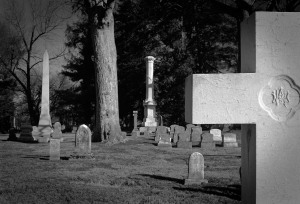 Vertical Monuments Lexington Cemetery Olympus OM-4, Kodak Portra 400